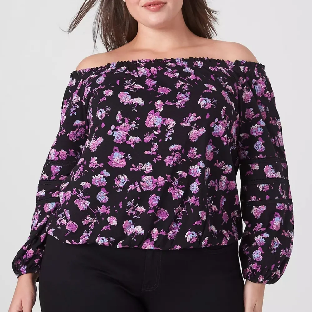 NWT LANE BRYANT L9NG SLEEVE OFF THE SHOULDER TOP